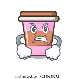 Angry coffee cup mascot cartoon vector illustration