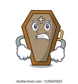 Angry coffin mascot cartoon style vector illustration
