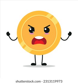 Angry Coin Stand Alone Vector Illustration