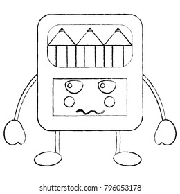angry colored pencils box school supplies kawaii icon image 
