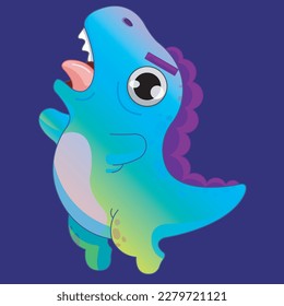 Angry, Colorful Cartoon Dinosaur Illustration