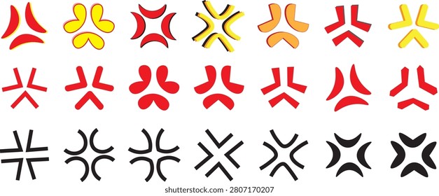 Angry comic symbol set colorful cartoon fury mark icons collection vector
