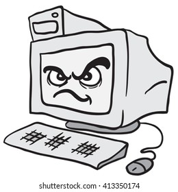 angry computer cartoon illustration
