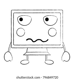 angry computer monitor kawaii icon image 