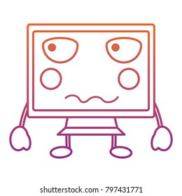 angry computer monitor kawaii icon image 