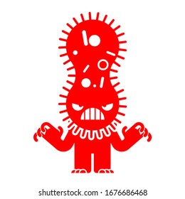 Angry Contagious Bacteria. Evil virus 2019-nCoV sign. Pandemic and epidemic spread and fear