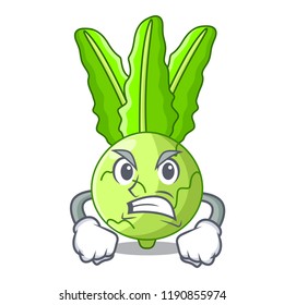 Angry cooking food fresh organic kohlrabi cartoon
