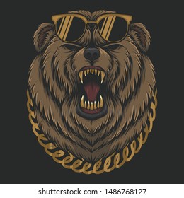 Angry cool Bear  vector illustration for your company or brand