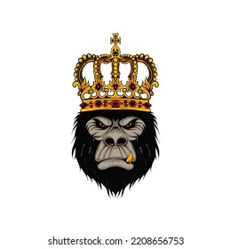 angry and cool king gorilla head illustration