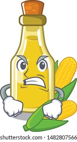 Angry corn oil isolated in the mascot