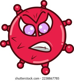 Carácter furioso del virus de la corona. Ilustración del vector