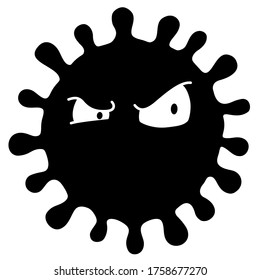 Angry corona virus. Vector cartoon character hand drawn style.