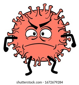 Angry Coronavirus Character. Simple vector drawing