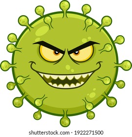 Angry Coronavirus (COVID-19) Cartoon Emoji Character. Vector Illustration Isolated On Transparent Background