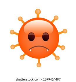 Angry coronavirus emoticon. Vector cell isolated on white background.