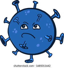 Coronavirus enojado, ilustración, vector sobre fondo blanco
