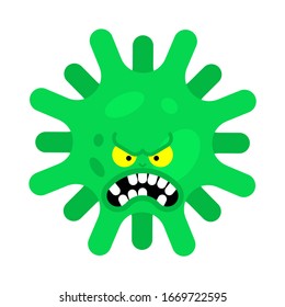 Molécula de Coronavirus enojada. Virus del mal. Ilustración del concepto de epidemiología
