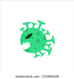 Angry Coronavirus Vector Illustration COVID-19 in flat design
