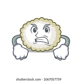 Angry cotton ball mascot cartoon