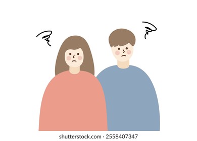 Angry couple in bad mood having argument. Relationship, dating, negative communication, conflicts, disagreements concept. Flat people character vector isolated illustrations.