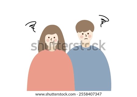 Angry couple in bad mood having argument. Relationship, dating, negative communication, conflicts, disagreements concept. Flat people character vector isolated illustrations.