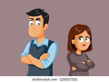 
Angry Couple Quarreling and Being Passive Aggressive Vector Cartoon. Man and woman not talking with each other feeling frustrated and unhappy
