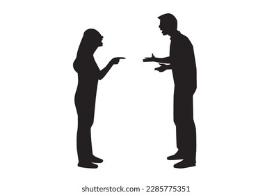 Angry couples Couple arguing silhouette. Bullying, mental violence