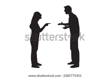 Angry couples Couple arguing silhouette. Bullying, mental violence