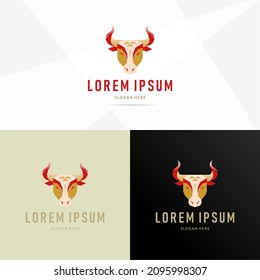 angry cow, cow head logo simple