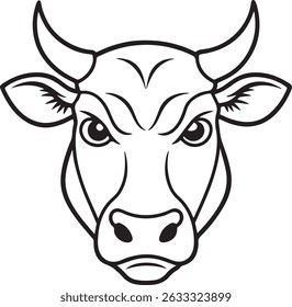 Angry Cow head silhouette vector illustration Art