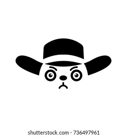 angry cowboy panda bear icon logo