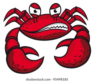 Angry crab with claws in cartoon style for mascot or emblem design, such a logo