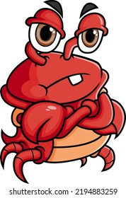 The angry crab is crossing the claw and giving the bad expression of illustration