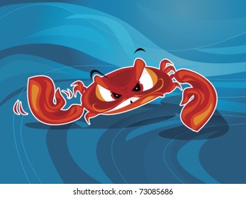 Angry crab gesturing underwater