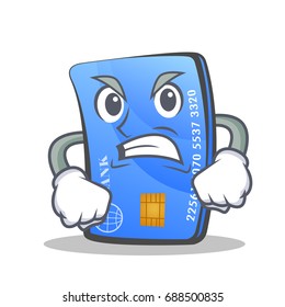 Angry credit card character cartoon