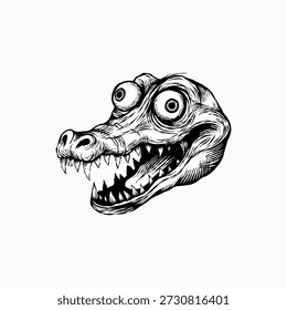 ilustração vetorial desenhada à mão de crocodilo raivoso
