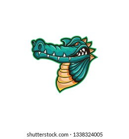 angry crocodile head cartoon vector on a white background