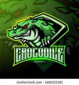 Angry crocodile mascot esport logo design