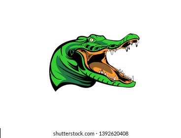 angry crocodile vector logo object