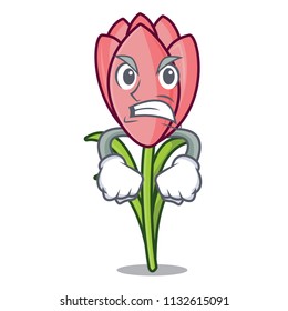 Angry crocus flower mascot cartoon