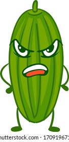 Angry cucumber, illustration, vector on white background
