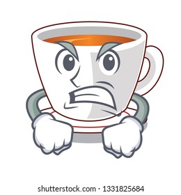 Angry cup mint tea isolated with character