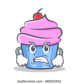 Angry cupcake character cartoon style