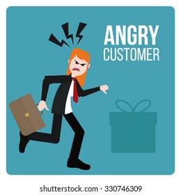 Angry Customer illustration over blue color background