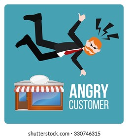 Angry Customer Illustration Over Blue Color: เวกเตอร์สต็อก (ปลอดค่า ...