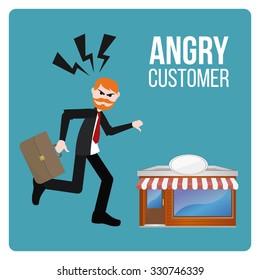 Angry Customer illustration over blue color background