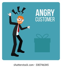 Angry Customer illustration over blue color background