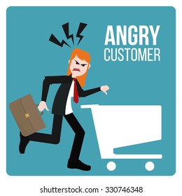 Angry Customer illustration over blue color background