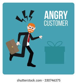 Angry Customer illustration over blue color background