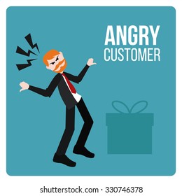 Angry Customer illustration over blue color background